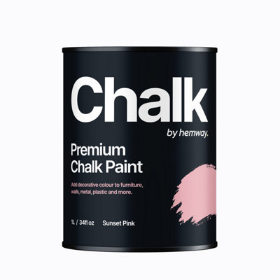 Hemway Chalk Paint Flat Matt Sunset Pink 1L Shabby Chic, Smooth Chalky Finish, Interior Furniture, Walls, Wood, Quick Dry