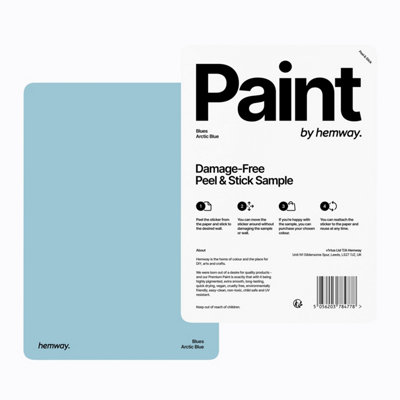 Hemway Chalk Paint Matt A5 Sample, Arctic Blue, Peel & Stick Swatch For Interior Walls Wood