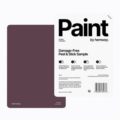 Hemway Chalk Paint Matt A5 Sample, Aubergine, Peel & Stick Swatch For Interior Walls Wood