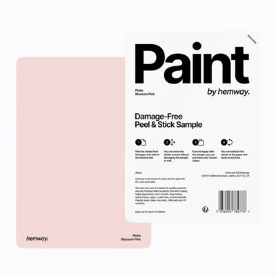 Hemway Chalk Paint Matt A5 Sample, Blossom Pink, Peel & Stick Swatch For Interior Walls Wood