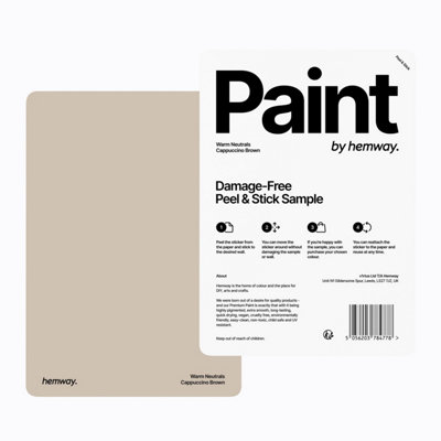 Hemway Chalk Paint Matt A5 Sample, Cappuccino Brown, Peel & Stick Swatch For Interior Walls Wood