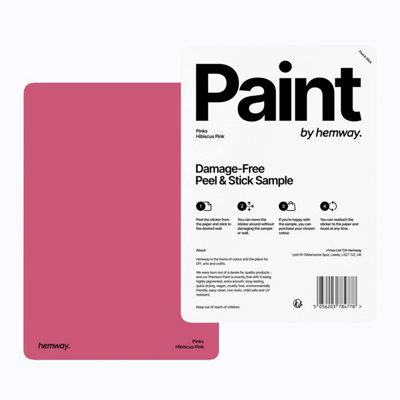 Hemway Chalk Paint Matt A5 Sample, Hibiscus Pink, Peel & Stick Swatch For Interior Walls Wood