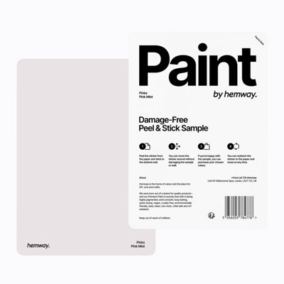 Hemway Chalk Paint Matt A5 Sample, Pink Mist, Peel & Stick Swatch For ...