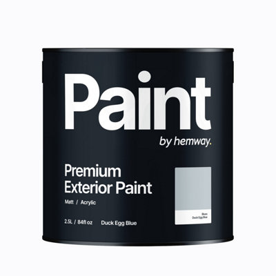 Hemway Duck Egg Blue Exterior Matt Acrylic Paint 2.5L Tin Durable Emulsion Outdoor British-Made Wood, Masonry, Shed, Fence