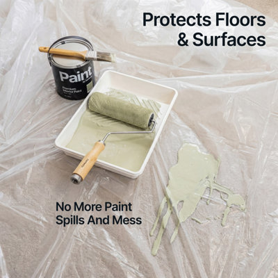 Hemway Extra Large Recyclable Paint Dust Sheet (Pack of 5) 12ft x 12ft (3.65m x 3.65m), Floor & Furniture, Waterproof & Reusable