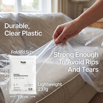 Hemway Extra Large Recyclable Paint Dust Sheet (Pack of 5) 12ft x 12ft (3.65m x 3.65m), Floor & Furniture, Waterproof & Reusable