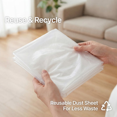 Hemway Extra Large Recyclable Paint Dust Sheet (Pack of 5) 12ft x 12ft (3.65m x 3.65m), Floor & Furniture, Waterproof & Reusable