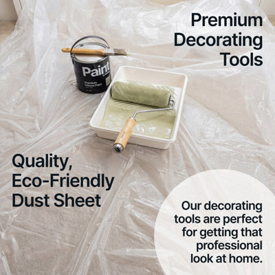 Hemway Extra Large Recyclable Paint Dust Sheet (Pack of 5) 12ft x 12ft (3.65m x 3.65m), Floor & Furniture, Waterproof & Reusable