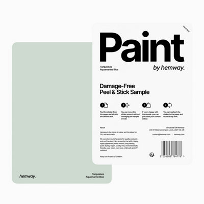 Hemway Interior Matt Acrylic Paint Sample, Aquamarine Blue, Peel & Stick Swatch For Walls Ceilings Kitchen Bathroom Living Room
