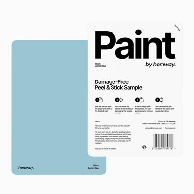 Hemway Interior Matt Acrylic Paint Sample, Arctic Blue, Peel & Stick Swatch For Walls Ceilings Kitchen Bathroom Living Room