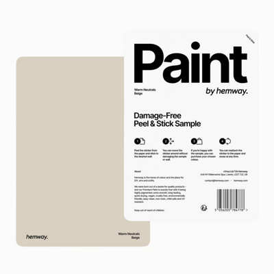 Hemway Interior Matt Acrylic Paint Sample, Beige, Peel & Stick Swatch For Walls Ceilings Kitchen Bathroom Living Room