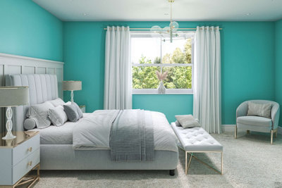 Hemway Interior Matt Acrylic Paint Sample, Bright Teal Turquoise, Peel ...