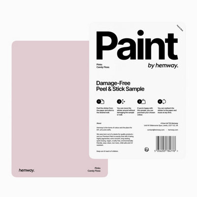 Hemway Interior Matt Acrylic Paint Sample, Candy Floss, Peel & Stick Swatch For Walls Ceilings Kitchen Bathroom Living Room