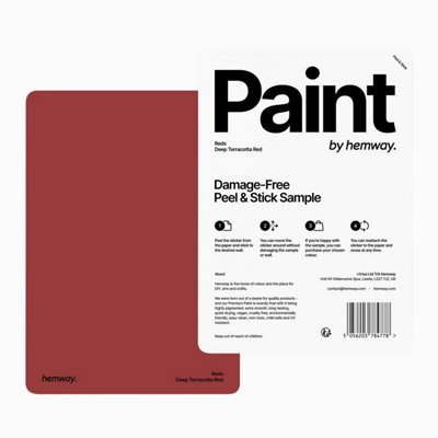 Hemway Interior Matt Acrylic Paint Sample, Deep Terracotta Red, Peel