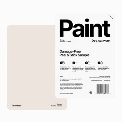 Hemway Interior Matt Acrylic Paint Sample, Peaches & Cream, Peel & Stick Swatch For Walls Ceilings Kitchen Bathroom Living Room