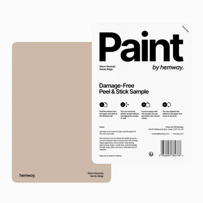 Hemway Interior Matt Acrylic Paint Sample, Sandy Beige, Peel & Stick Swatch For Walls Ceilings Kitchen Bathroom Living Room