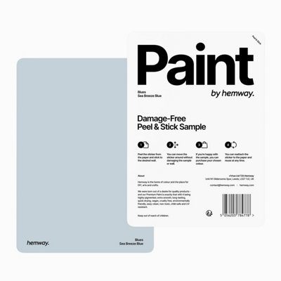 Hemway Interior Matt Acrylic Paint Sample, Sea Breeze Blue, Peel & Stick Swatch For Walls Ceilings Kitchen Bathroom Living Room