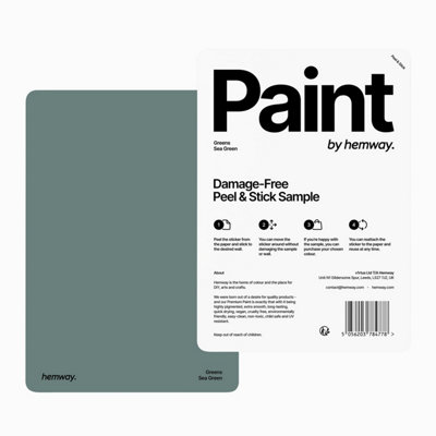 Hemway Interior Matt Acrylic Paint Sample, Sea Green, Peel & Stick Swatch For Walls Ceilings Kitchen Bathroom Living Room