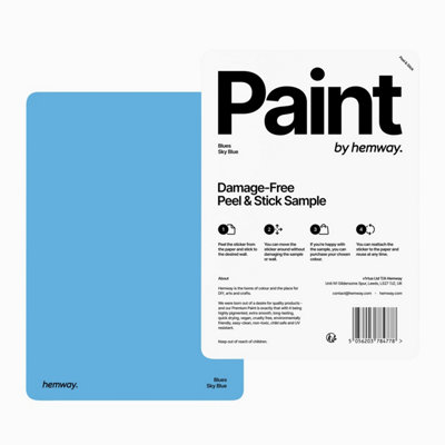 Hemway Interior Matt Acrylic Paint Sample, Sky Blue, Peel & Stick Swatch For Walls Ceilings Kitchen Bathroom Living Room
