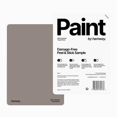 Hemway Interior Matt Acrylic Paint Sample, Taupe Brown, Peel & Stick Swatch For Walls Ceilings Kitchen Bathroom Living Room