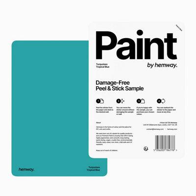 Hemway Interior Matt Acrylic Paint Sample, Tropical Blue, Peel & Stick Swatch For Walls Ceilings Kitchen Bathroom Living Room