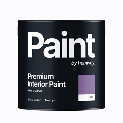 Hemway Interior Paint Matt Acrylic Amethyst Purple 2.5L Tin Durable Emulsion Walls Ceilings Kitchen Bathroom All Rooms