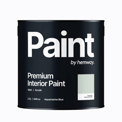 Hemway Interior Paint Matt Acrylic Aquamarine Blue 2.5L Tin Durable Emulsion Walls Ceilings Kitchen Bathroom All Rooms