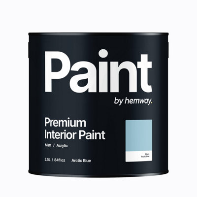 Hemway Interior Paint Matt Acrylic Arctic Blue 2.5L Tin Durable Emulsion Walls Ceilings Kitchen Bathroom All Rooms