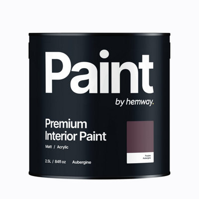 Hemway Interior Paint Matt Acrylic Aubergine Purple 2.5L Tin Durable Emulsion Walls Ceilings Kitchen Bathroom All Rooms