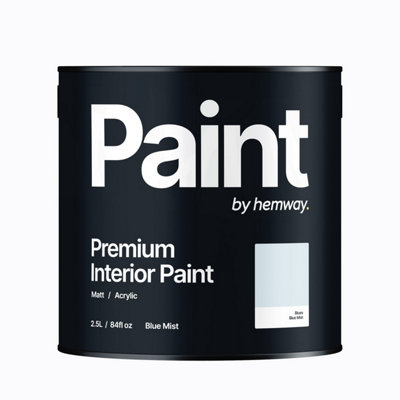 Hemway Interior Paint Matt Acrylic Blue Mist Blue 2.5L Tin Durable Emulsion Walls Ceilings Kitchen Bathroom All Rooms