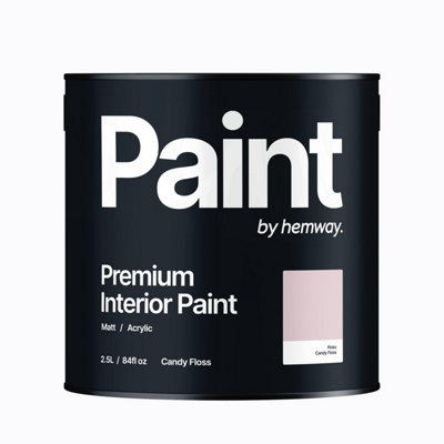 Hemway Interior Paint Matt Acrylic Candy Floss Pink 2.5L Tin Durable Emulsion Walls Ceilings Kitchen Bathroom All Rooms