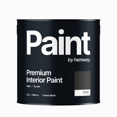 Hemway Interior Paint Matt Acrylic Caviar Black 2.5L Tin Durable Emulsion Walls Ceilings Kitchen Bathroom All Rooms