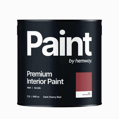 Hemway Interior Paint Matt Acrylic Dark Cherry Red 2.5L Tin Durable Emulsion Walls Ceilings Kitchen Bathroom All Rooms