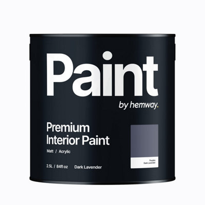 Hemway Interior Paint Matt Acrylic Dark Lavender Purple 2.5L Tin Durable Emulsion Walls Ceilings Kitchen Bathroom All Rooms