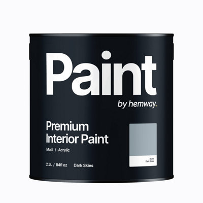 Hemway Interior Paint Matt Acrylic Dark Skies Blue 2.5L Tin Durable Emulsion Walls Ceilings Kitchen Bathroom All Rooms