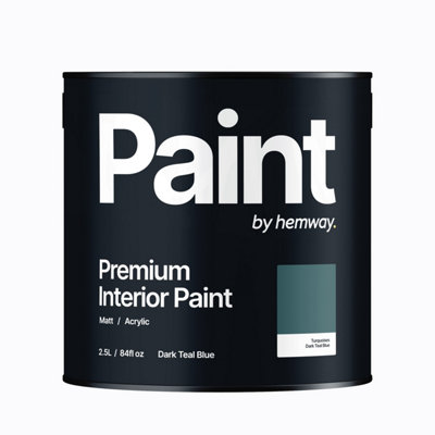 Hemway Interior Paint Matt Acrylic Dark Teal Blue 2.5L Tin Durable Emulsion Walls Ceilings Kitchen Bathroom All Rooms