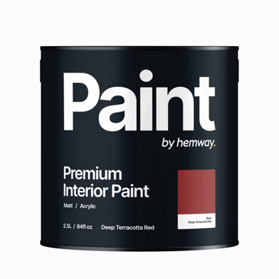 Hemway Interior Paint Matt Acrylic Deep Terracotta Red 2.5L Tin Durable Emulsion Walls Ceilings Kitchen Bathroom All Rooms