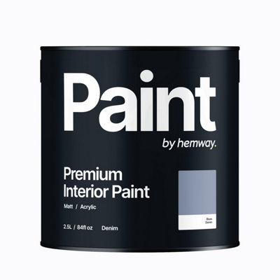 Hemway Interior Paint Matt Acrylic Denim Blue 2.5L Tin Durable Emulsion Walls Ceilings Kitchen Bathroom All Rooms