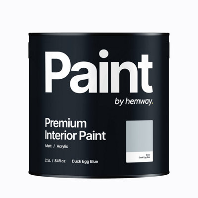 Hemway Interior Paint Matt Acrylic Duck Egg Blue 2.5L Tin Durable Emulsion Walls Ceilings Kitchen Bathroom All Rooms