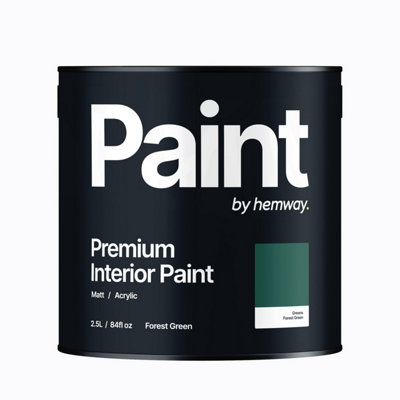 Hemway Interior Paint Matt Acrylic Forest Green 2.5L Tin Durable Emulsion Walls Ceilings Kitchen Bathroom All Rooms