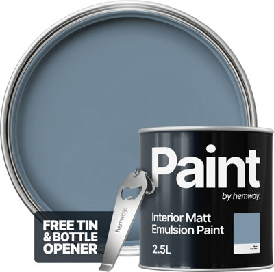 Hemway Interior Paint Matt Acrylic Grey Blue 2.5L Tin Durable Emulsion ...