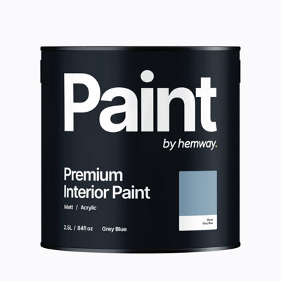 Hemway Interior Paint Matt Acrylic Grey Blue 2.5L Tin Durable Emulsion Walls Ceilings Kitchen Bathroom All Rooms