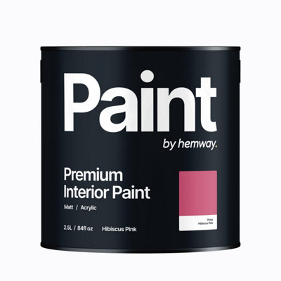 Hemway Interior Paint Matt Acrylic Hibiscus Pink 2.5L Tin Durable Emulsion Walls Ceilings Kitchen Bathroom All Rooms
