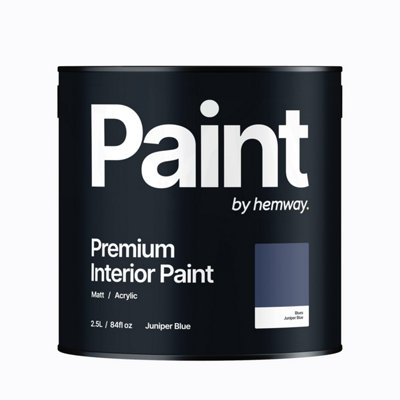 Hemway Interior Paint Matt Acrylic Juniper Blue 2.5L Tin Durable Emulsion Walls Ceilings Kitchen Bathroom All Rooms