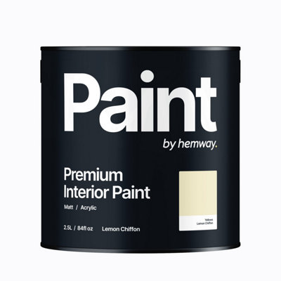 Hemway Interior Paint Matt Acrylic Lemon Chiffon Yellow 2.5L Tin Durable Emulsion Walls Ceilings Kitchen Bathroom All Rooms