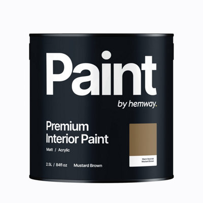 Hemway Interior Paint Matt Acrylic Mustard Brown 2.5L Tin Durable Emulsion Walls Ceilings Kitchen Bathroom All Rooms
