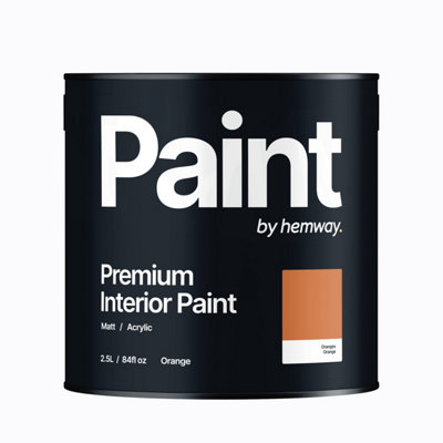 Hemway Interior Paint Matt Acrylic Orange Orange 2.5L Tin Durable Emulsion Walls Ceilings Kitchen Bathroom All Rooms