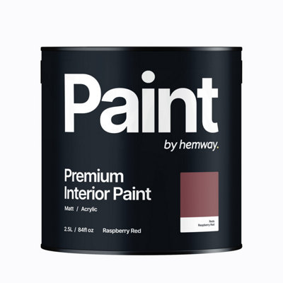 Hemway Interior Paint Matt Acrylic Raspberry Red 2.5L Tin Durable Emulsion Walls Ceilings Kitchen Bathroom All Rooms