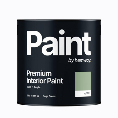 Hemway Interior Paint Matt Acrylic Sage Green 2.5L Tin Durable Emulsion Walls Ceilings Kitchen Bathroom All Rooms