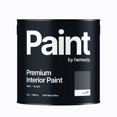Hemway Interior Paint Matt Acrylic Soft Navy Blue 2.5L Tin Durable Emulsion Walls Ceilings Kitchen Bathroom All Rooms